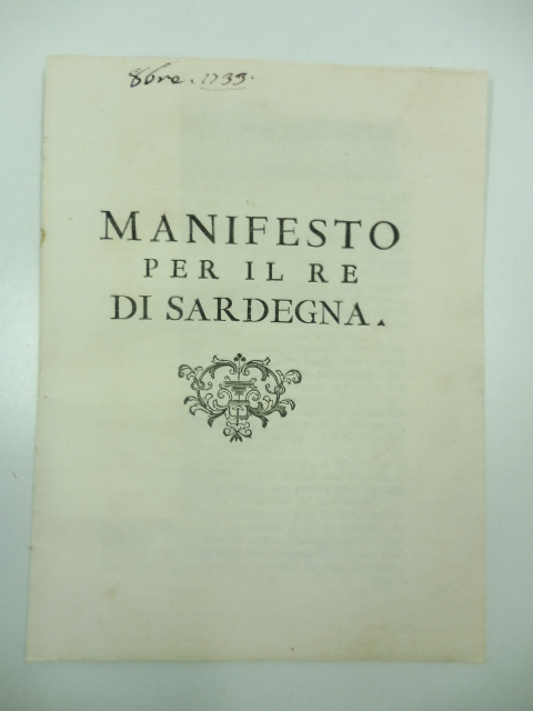 Manifesto per il Re di Sardegna